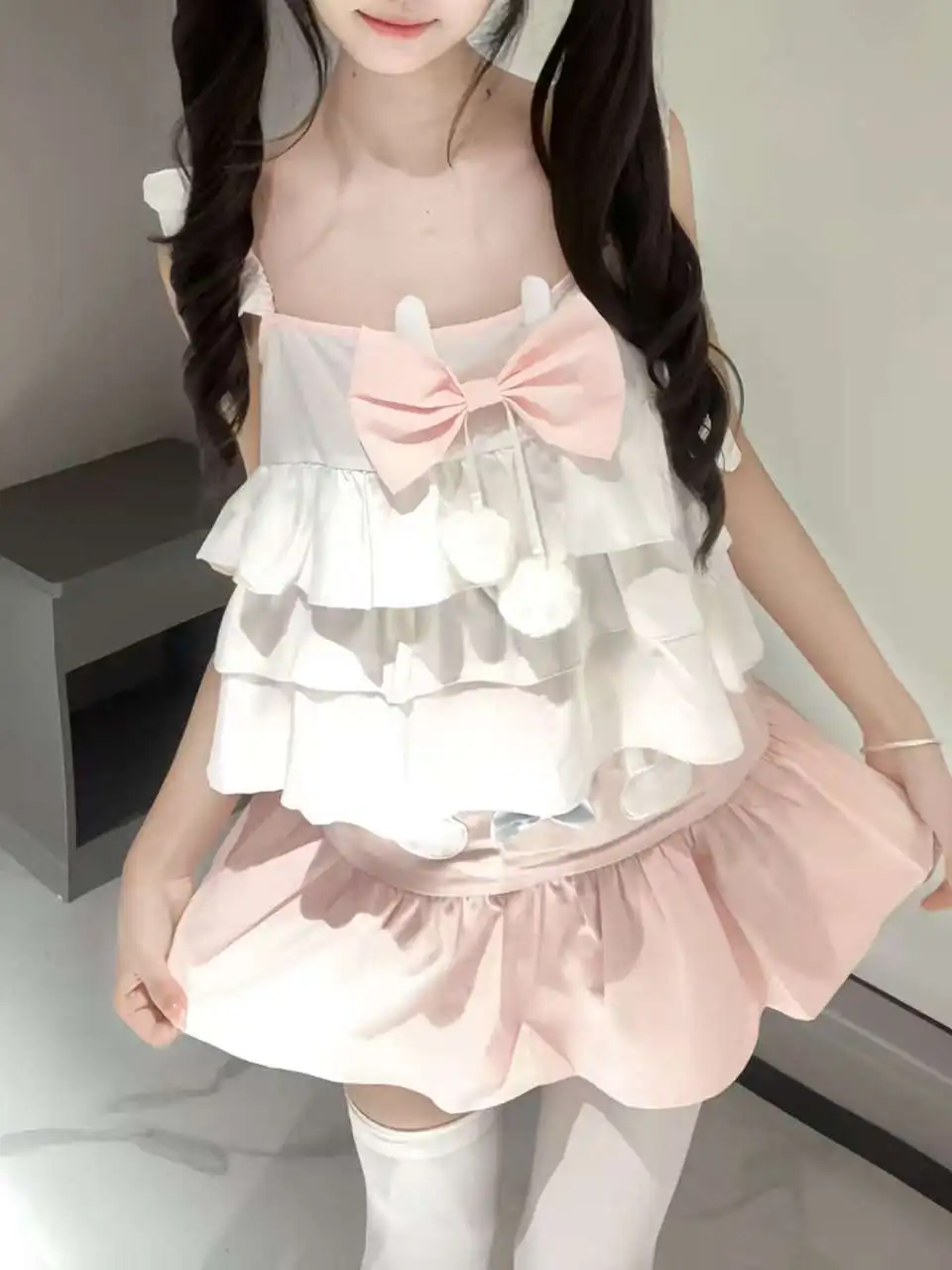 

Japanese Subculture Kawaii Bow Halter Vest Summer New Y2k Lolita Design Sweet Tank Women's Sexy Harajuku Slim-fit Short T Shirts