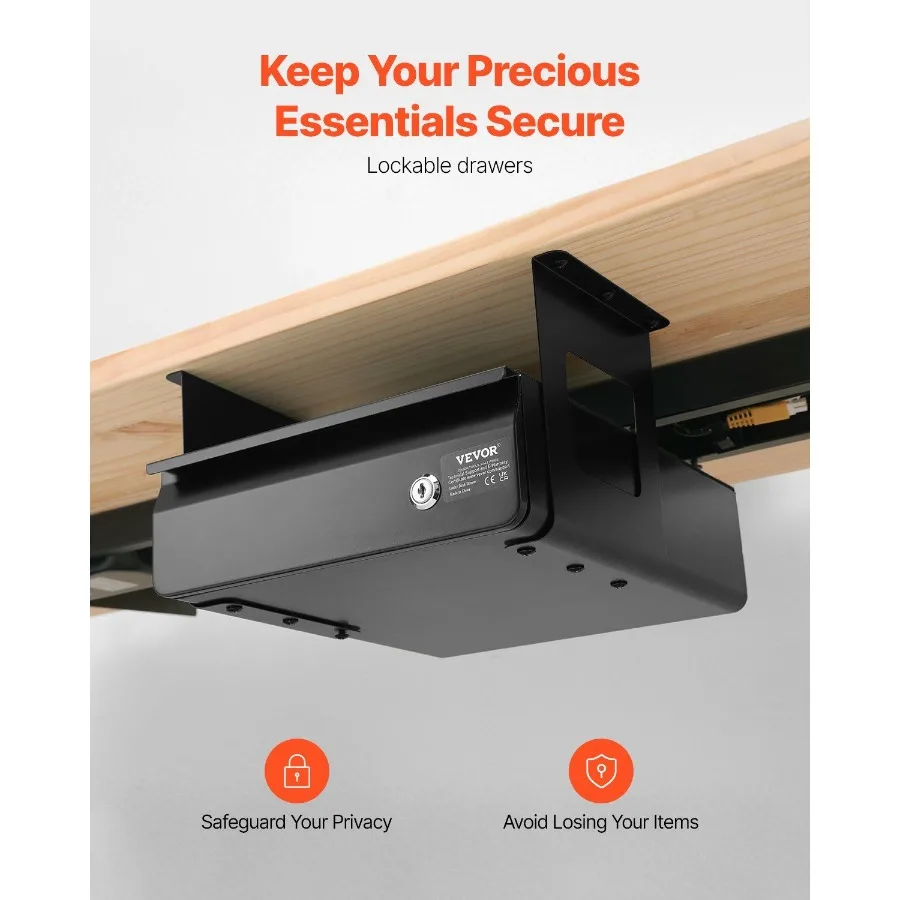 Laci Slideout Organizer Laci Bawah Meja 13 inci yang Dapat Dikunci untuk Rumah Kantor