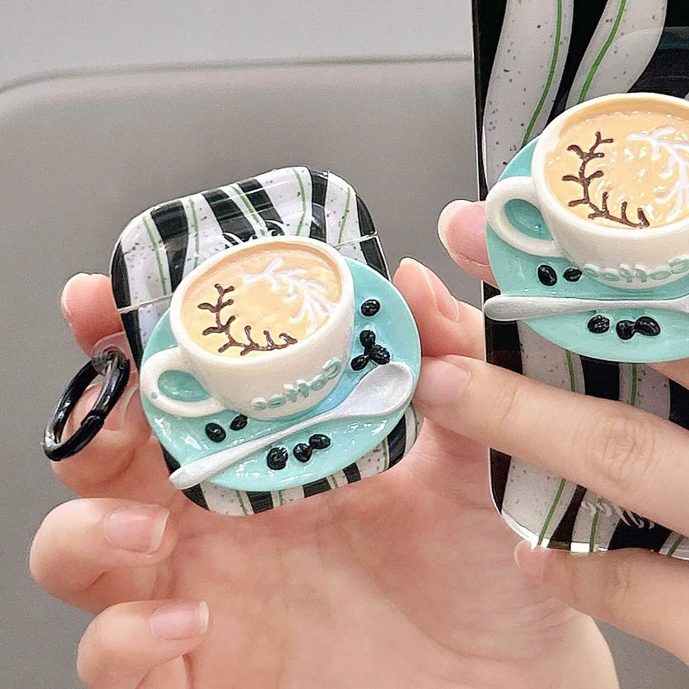 Оригинальные креативные беспроводные 3d-наушники в виде кофейной чашки, аксессуары для наушников Apple Airpods Pro 2, чехол для гарнитуры для Airpod 1, 3, полосатая чернильная коробка