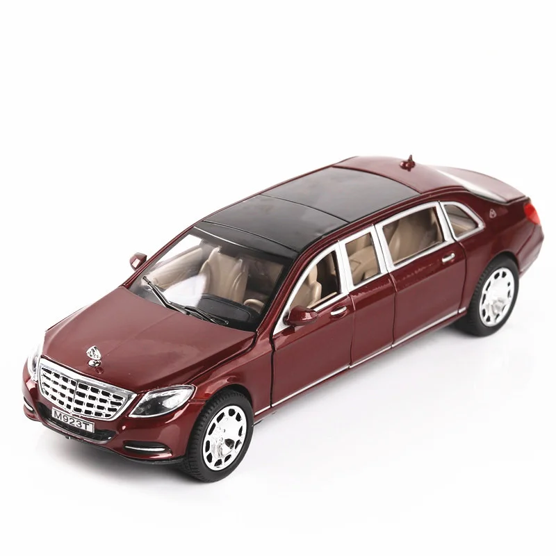 1:24 Maybach S600 إطالة سبائك الزنك سيارة نموذج محاكاة عالية الصوت والضوء التراجع الاطفال لعبة هدية عيد الميلاد