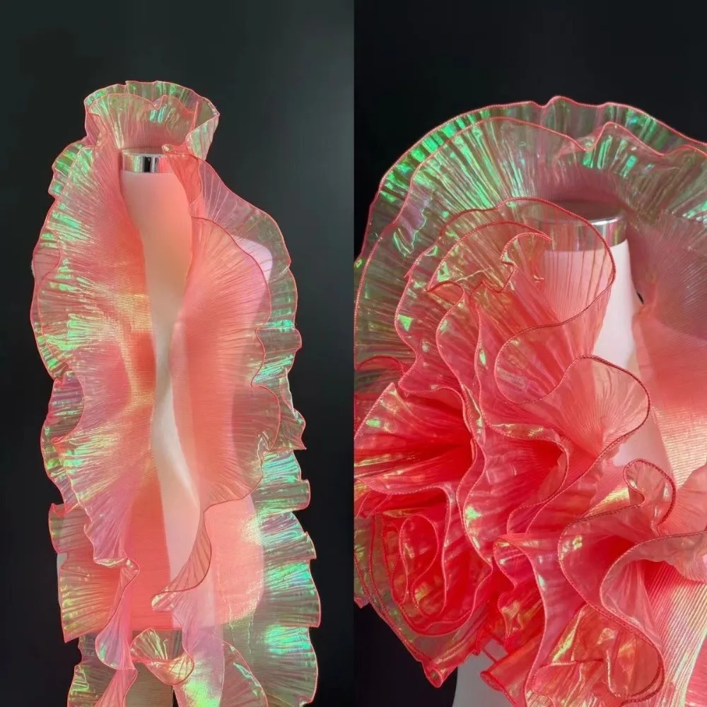 

Fashion 1Yard Gradient Lace Fabric DIY 15CM Wide Pleated Lace Ribbon Transparent Organza Fabric Patchwork Decor