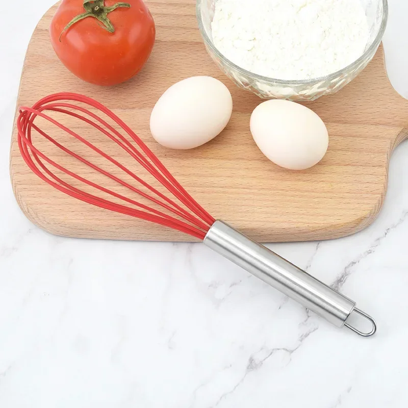 

Kitchen Silicone Whisk Non-Slip Egg Beater Milk Frother Kitchen Utensil 26x6cm Kitchen Silicone Egg Beater Tool Easy To Clean