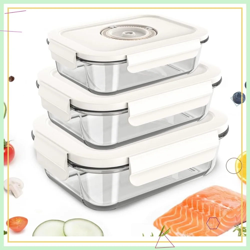 

Стеклянные контейнеры с вакуумной герметизацией для хранения продуктов, сохраняющие свежесть дольше (герметизатор продается отдельно)