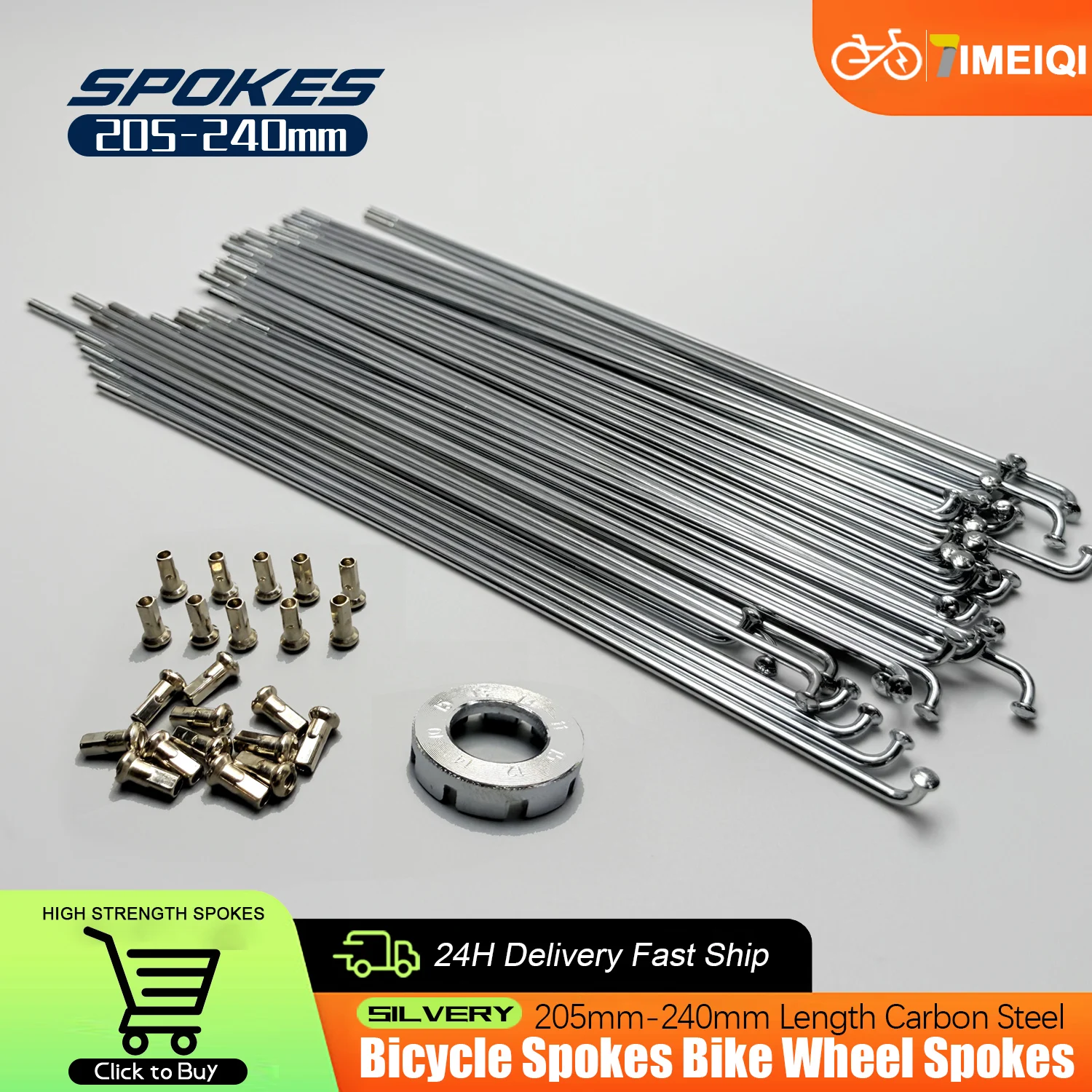 

40Pcs 12G Electric Bike Spokes Length 203/208/212/238/240mm Diameter 2.5mm Steel Spokes With Nipples Mountain Road Bike Spokes