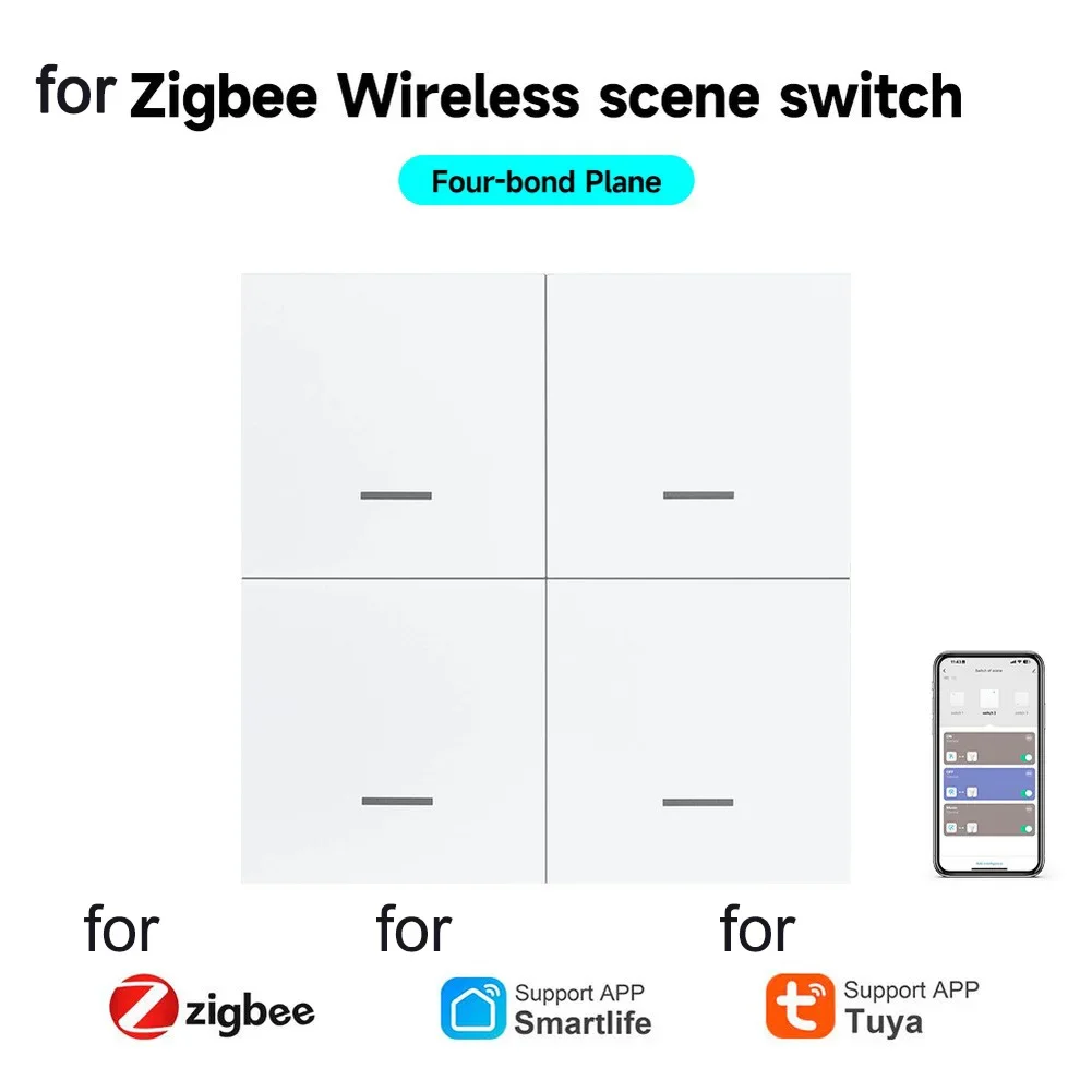 

For Tuya Smart ZigBees Scene Switch Panel, Wireless Scene Switch, Automatic Scene Button Controller, Smart Home Controller