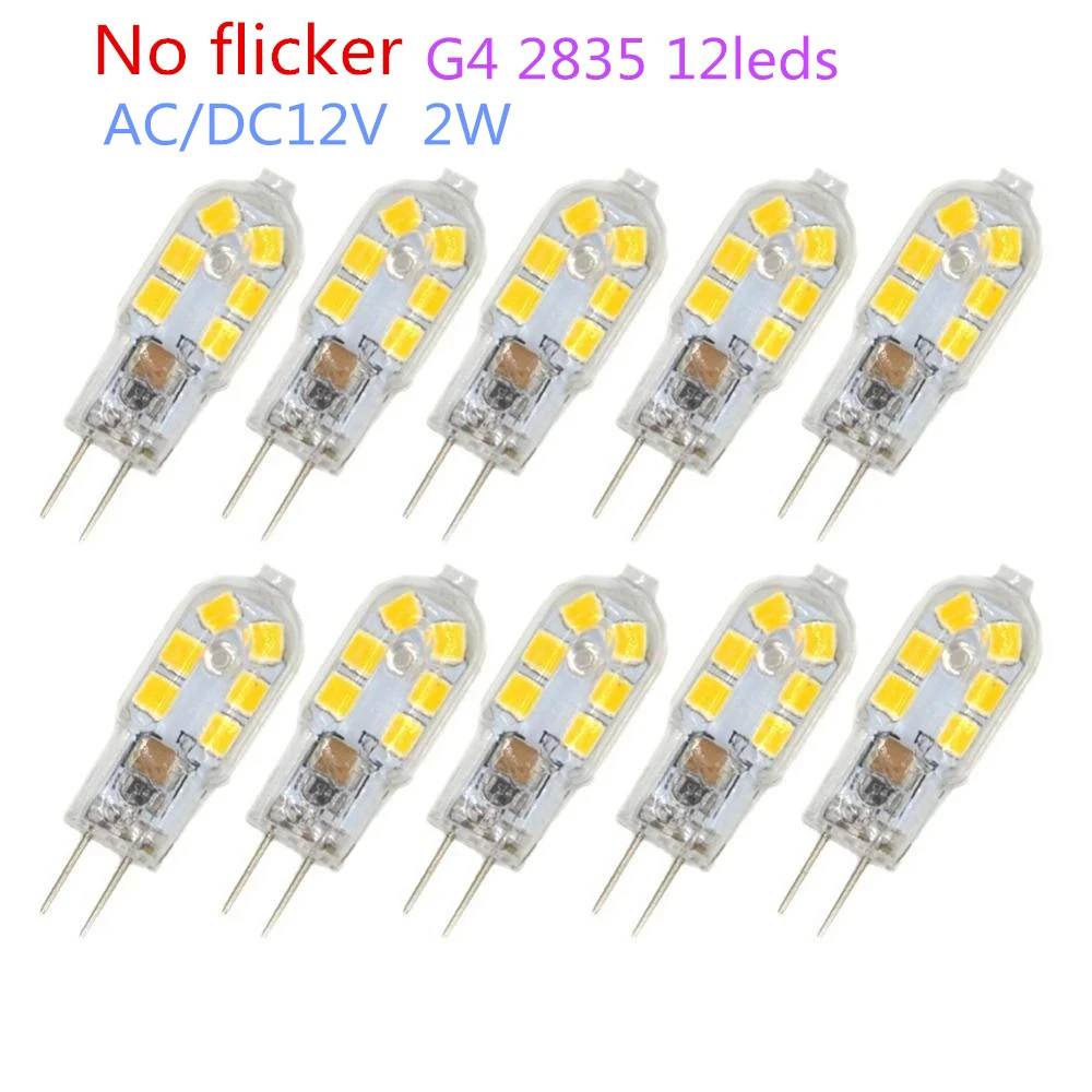 ハロゲンランプ12V,2835 LED,光ファイバー,4電球,AC/dc12v,10個