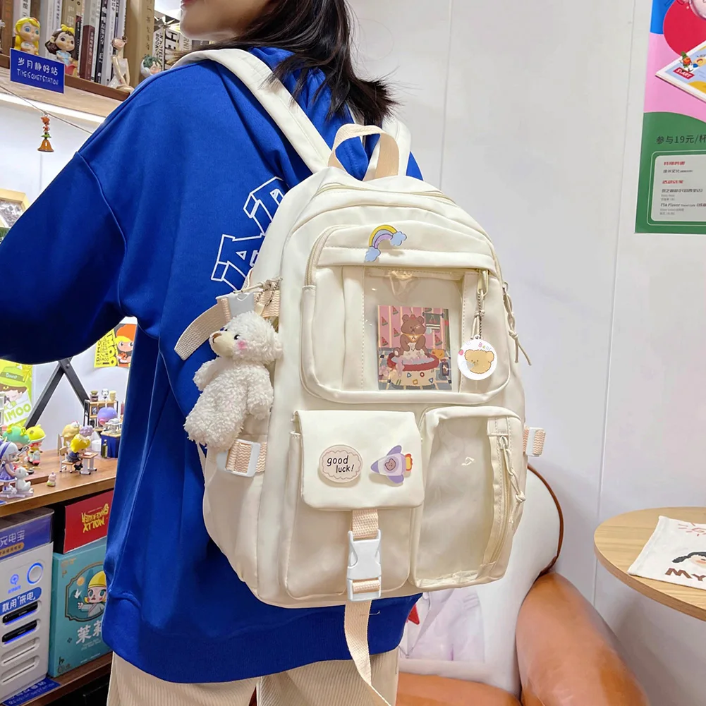 Mochila Kawaii para mujer, Mochila escolar impermeable para adolescente, Mochila para estudiante, Mochila para ordenador portátil, Mochila de viaje bonita para mujer