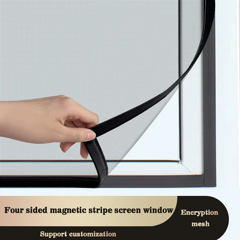 Black magnetic mosquito repellent invisible screen window net,simple self-adhesive household mosquito net,supports customization