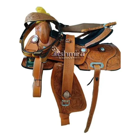 

High Quality Western Barrel Racing Saddle, Hand Tooled Premium Leather Brown, Padded Seat, Custom Horse Saddle Hot Selling