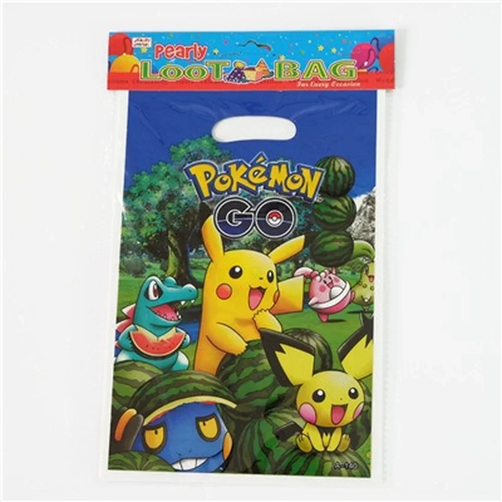 10PCS Pokemon Pikachu Gift Bag Kids Birthday Party Tool Baby Shower Party Supplies Decoration Pikachu Topper Boys Surprise