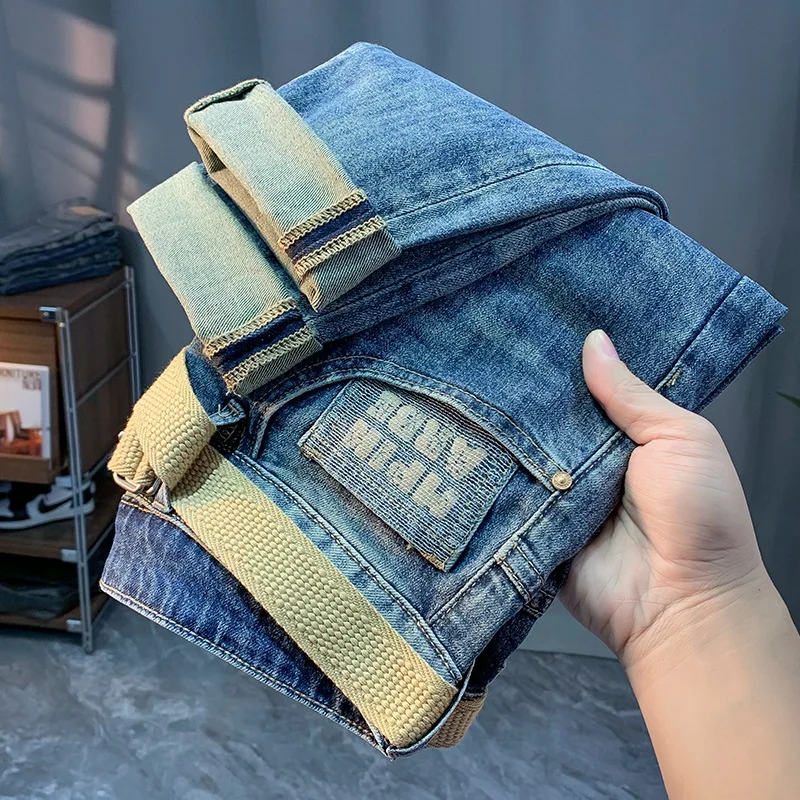 

Spring and Summer 2024 New Jeans Men's Fashion Brand Embroidery Micro Harem Ankle Tight Pants Korean Style Versatile Cropped Pan