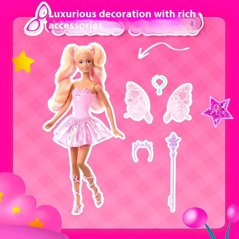 Venda quente barbie cor mudando sonhador borboleta fada boneca princesa brinquedo conjunto tema de fadas playset para meninas presente aniversário em estoque