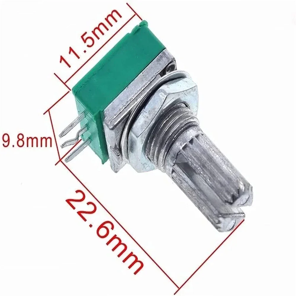 5pcs RK097 Series Potentiometers - 3 Pin, 15mm Shaft - B1K, B5K, B10K, B20K, B50K, B100K,RK097N for Audio Equipment