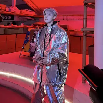 ผู้ชาย Silver Gold Sequins พู่เสื้อกางเกง 2 ชิ้นชุดชาย Hip-Hop Stage เครื่องแต่งกายไนท์คลับ Rock Punk DJ Performance ชุด