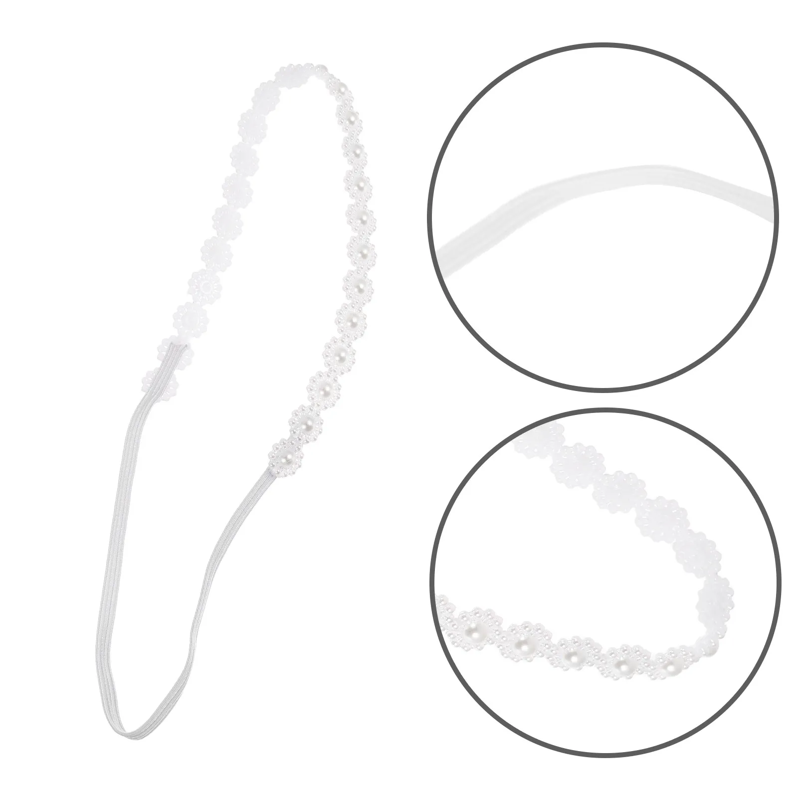 

Newborn Pearl Headband Baby Girls Soft Ivory Beaded Hairband for Photography Milestone Props Comfortable Elastic Fit Newborn