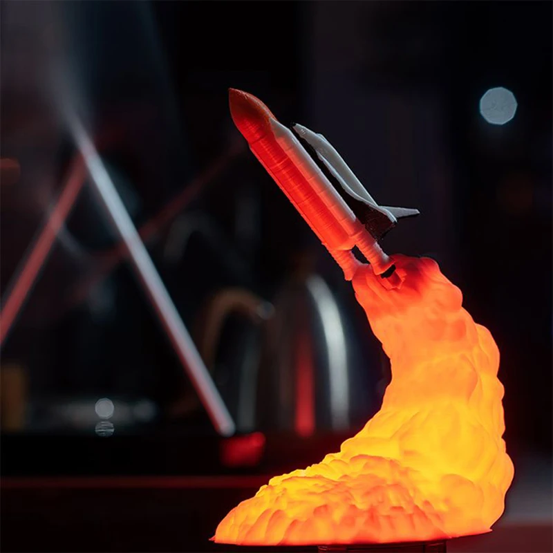 3D Print Space Shuttle LED Night Lamp Bedside Desk Lamp 800 mAh USB Rechargeable Rocket Light Christmas Kids Gift for Room Decor