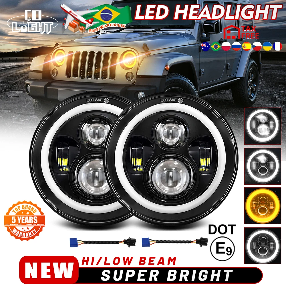 CO LIGHT 7'' LED DRL Headlight 4x4 7inch Round halo Headlights 7