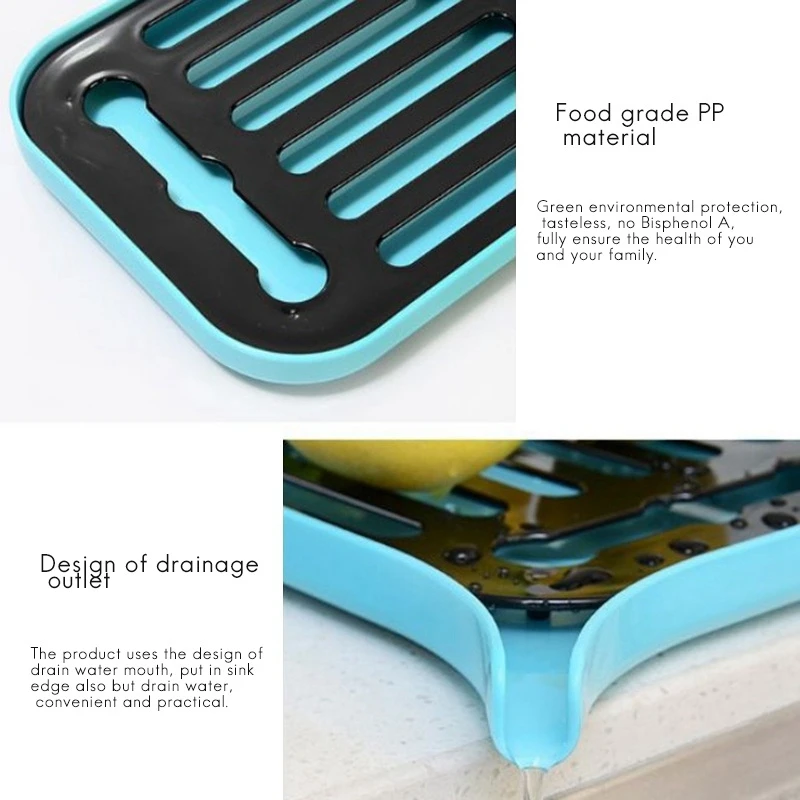 Nampan pengering piring plastik, Rak pengering wastafel besar, Rak pengering Worktop, nampan Filter air dapur