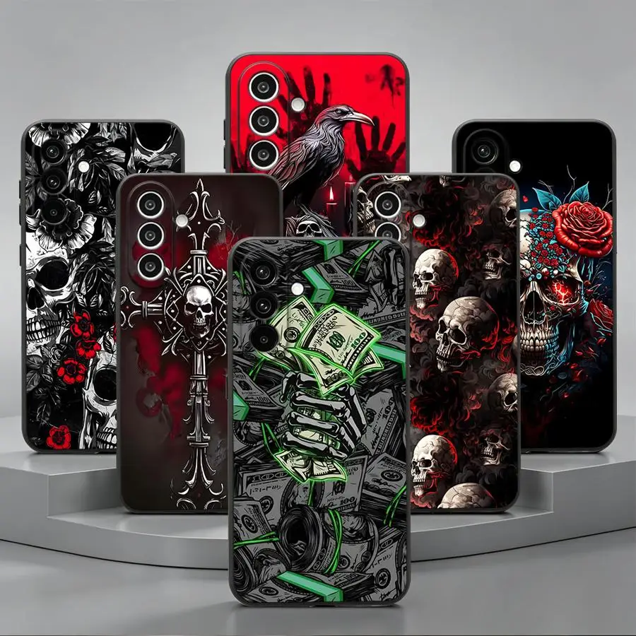 Gothic Rose Skull Case for Samsung Galaxy A57 A05 A52 A36 A15 A53 A17 A37 A25 A16 A50 A06 A55 A73 A51 Phone Cover A41 A70