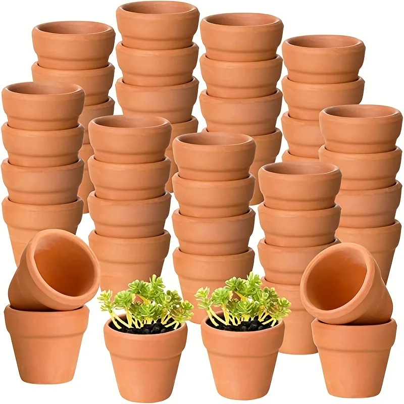 

100pcs, Small Mini Clay Pots 1.3 Inch Terracotta Pot Ceramic Pottery Planter Terra Cotta Flower Pot Succulent Nursery Pots Great