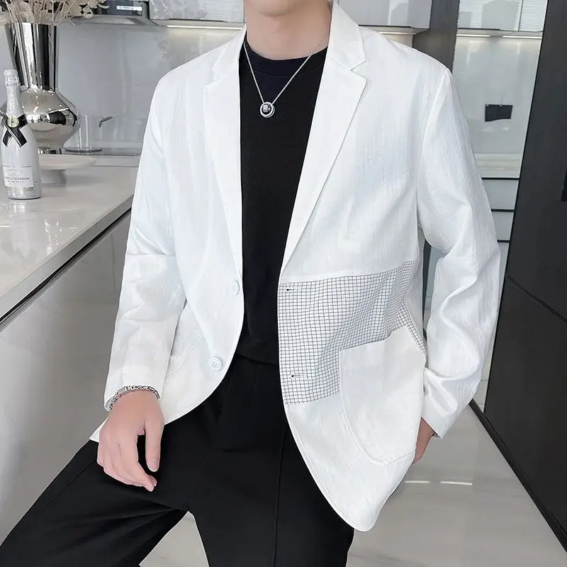 2026 Men's Oversized Blazer Lightweight Slim Fit Casual Suit Jacket Spring Autumn New Fashion Streetwear Edgy Coat