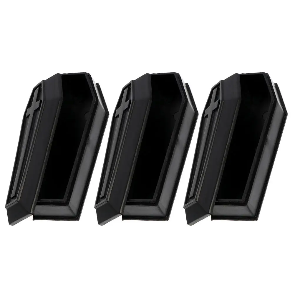 

3Pcs Halloween Coffin Box Decorations Miniature Black Lidded Candy Treat Boxes Party Favors Haunted House Props Carnival Scary