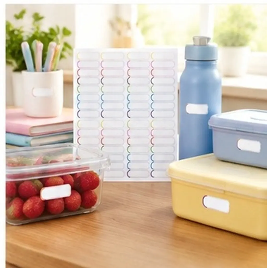 20Sheets Large Waterproof Name Labels Bottle Stickers Transparent Protective Layer Peel Stick for Daycare