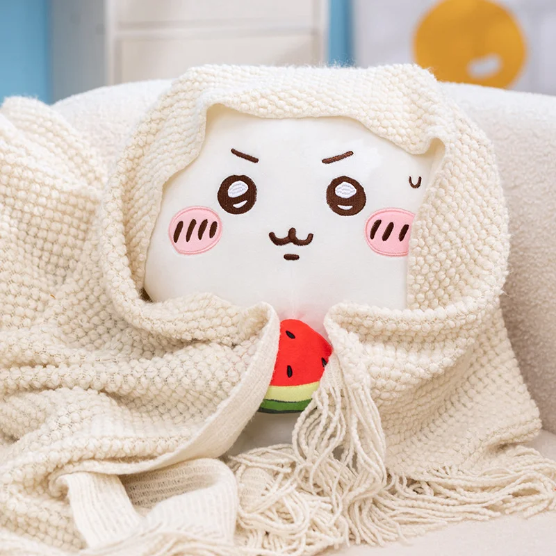 Adorable Peluche de Chiikawa Usagi en Forma de Sandía, Muñeco de Peluche Hachiware, Decoración de Anime para el Hogar, Juguetes, Cojín Suave para Sofá, Regalos de Navidad