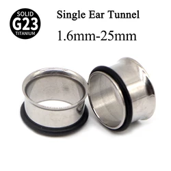 1 paio G23 Titanium Single Flare Ear Tunnel Plugs Flesh Gauge Expander barelle con O-Ring Body Piercing Jewlery 1.6mm-25mm