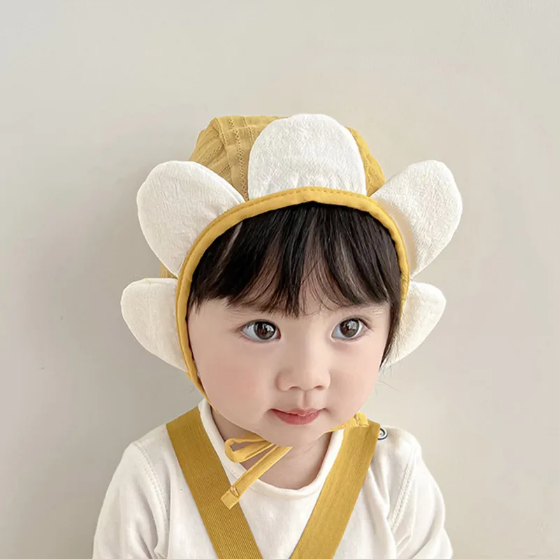 

Cotton Baby Ear Protection Hat Lovely Sunflower Infant Skullies Cap Autumn Winter Warm Toddler Beanie Bonnet Kids Pullover Hats