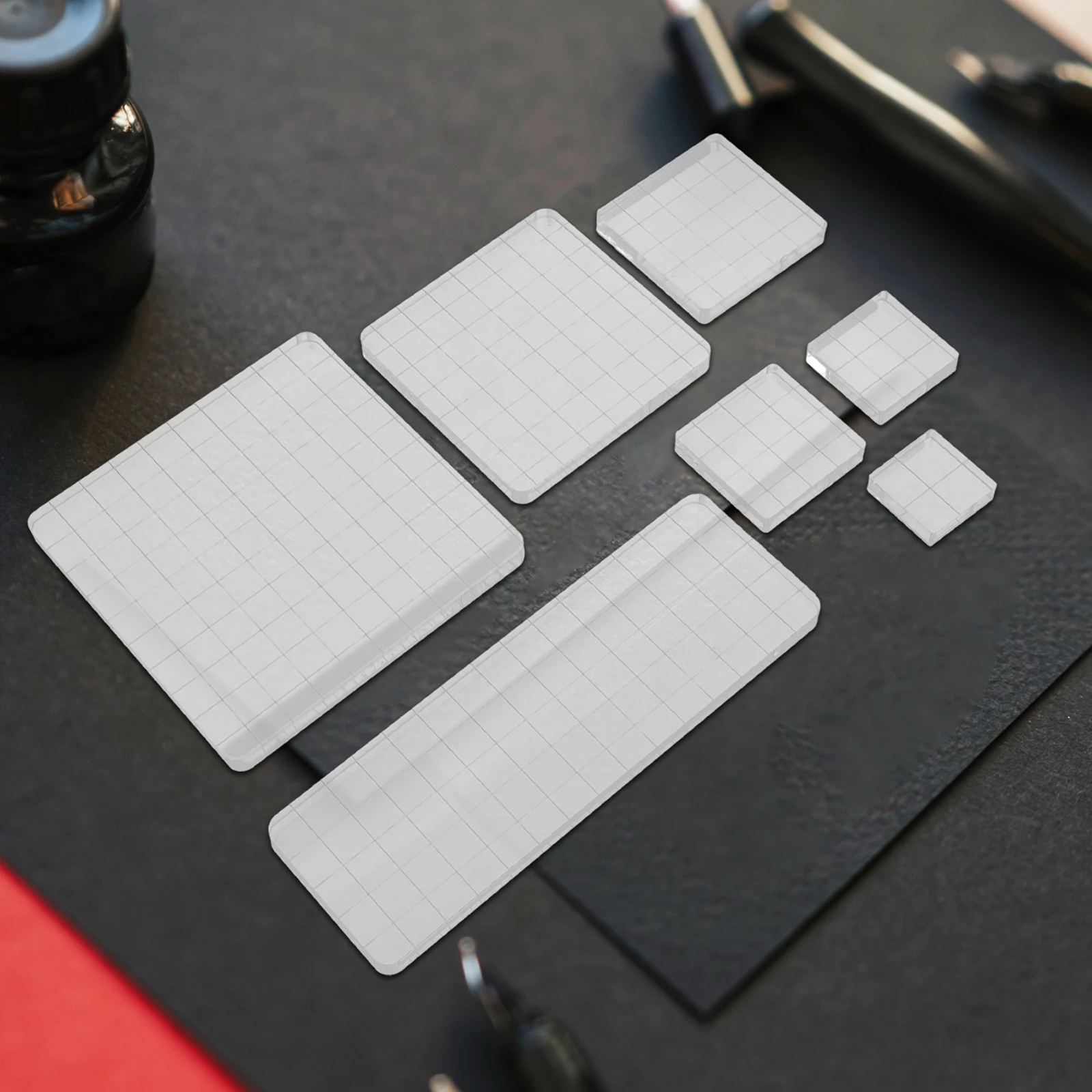 

7Pcs Transparent Stamp Handle Acrylic Block Craft Stamp Accessory Clear Stamping Tool for Notebooks Diaries Invitations