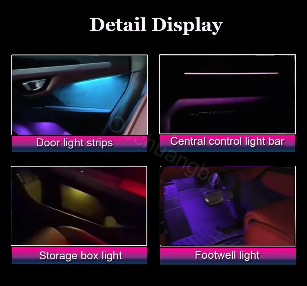 Ouchuangbo Ambient Light for URUS Interior Atmosphere Lamp Strip Dashbord LED Lighting 256 Colors Lumiere Screen Control