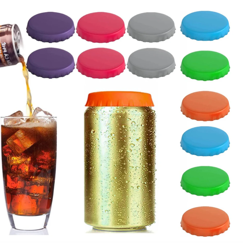 2PC Reusable Can Stopper Silicone Soda Lid Covers Multi-color Covers Beer Bottle Cap Tin Can Soda Coke Cola Cap Leak-Proof Cap