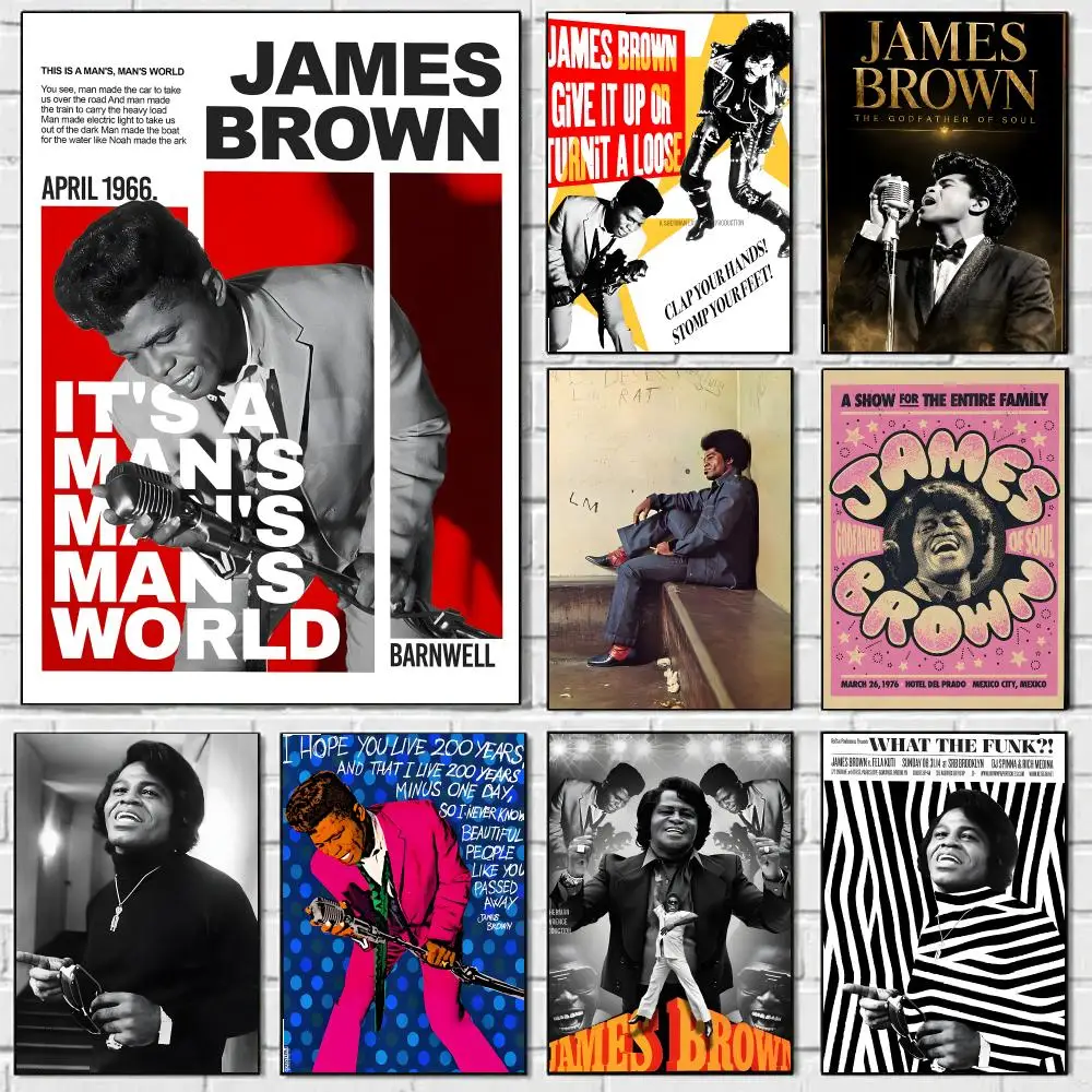 J- James Brown Poster Versatile HD Waterproof Wall Art Self-Adhesive Decor For For Home Living Room Hallway Decor Ideal Gift