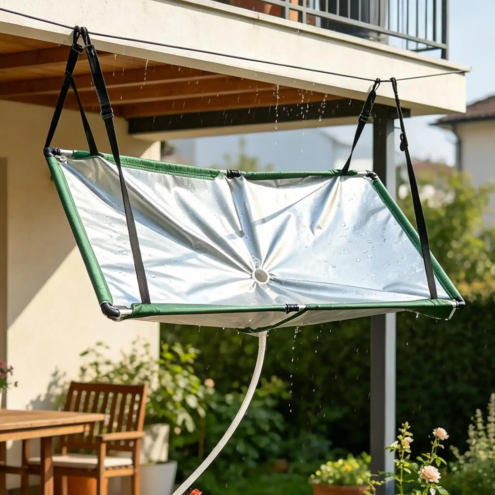 Outdoor Rain Collector Garden Water Harvester Cloth Hanging Rain Collection Cover with 1m Water Hose for Lawn Backyard Garden