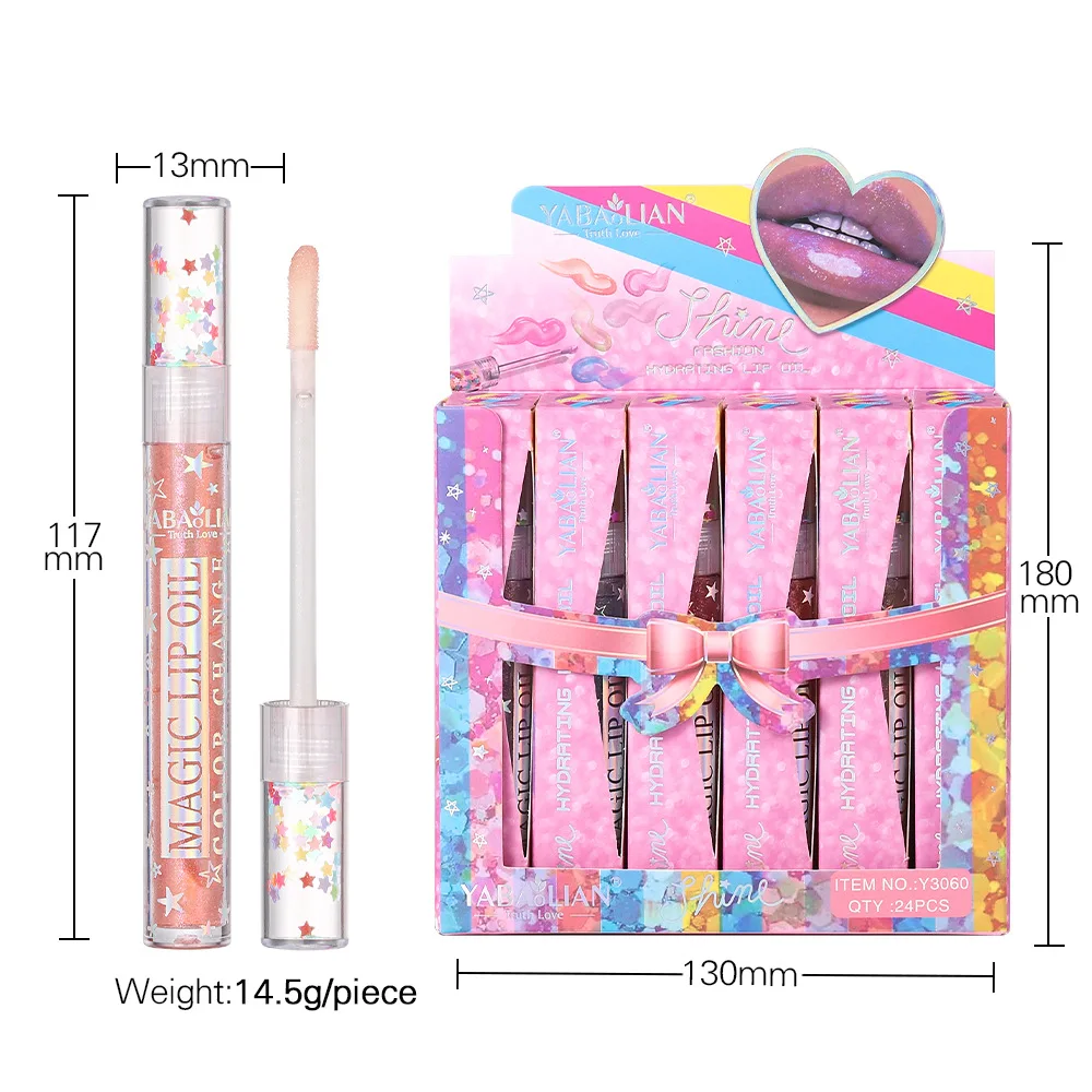 YABAOLIAN 6 colori lucidalabbra idratante idratante Magic Lip Oil Waterproof Fashion Brighten Lip Color Lasting Lip Glaze Cosmetics