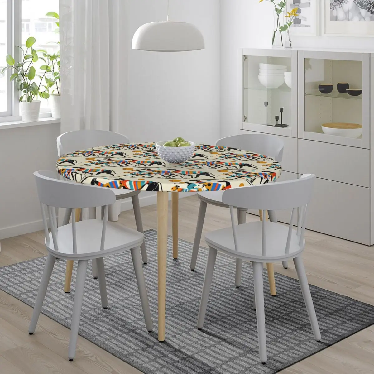 Sighthound Greyhound Whippet Lurcher Waterproof Round Tablecloth Oilproof Table Cloth for Kitchen Events Dining Table Cover