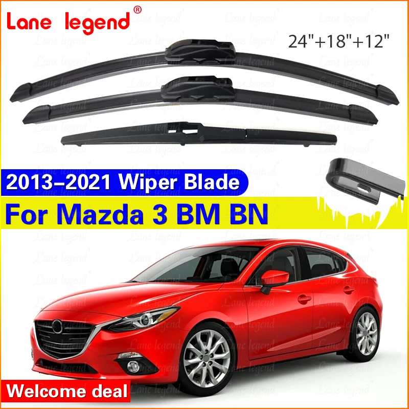 For Mazda 3 BM BN 2013 - 2021 Front Rear Wiper Blades Soft Rubber Windscreen Wipers Auto Windshield 24