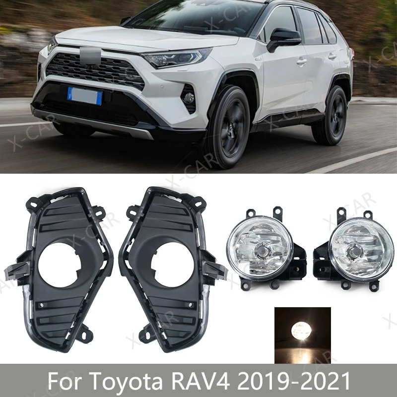 

Foglamp For Toyota RAV4 2019 2020 2021 Front Bumper Fog Light Lamp Frame Cover Cap Bezel