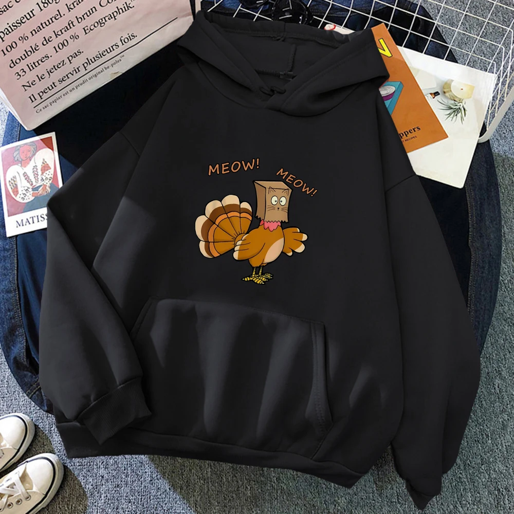 

Thanksgiving Unisex Sweatshirt Fake Cat Meow Fashion Men's Hoodies New Autumn Winter Cotton Men's Top Solid Hoodies Sweatshirt