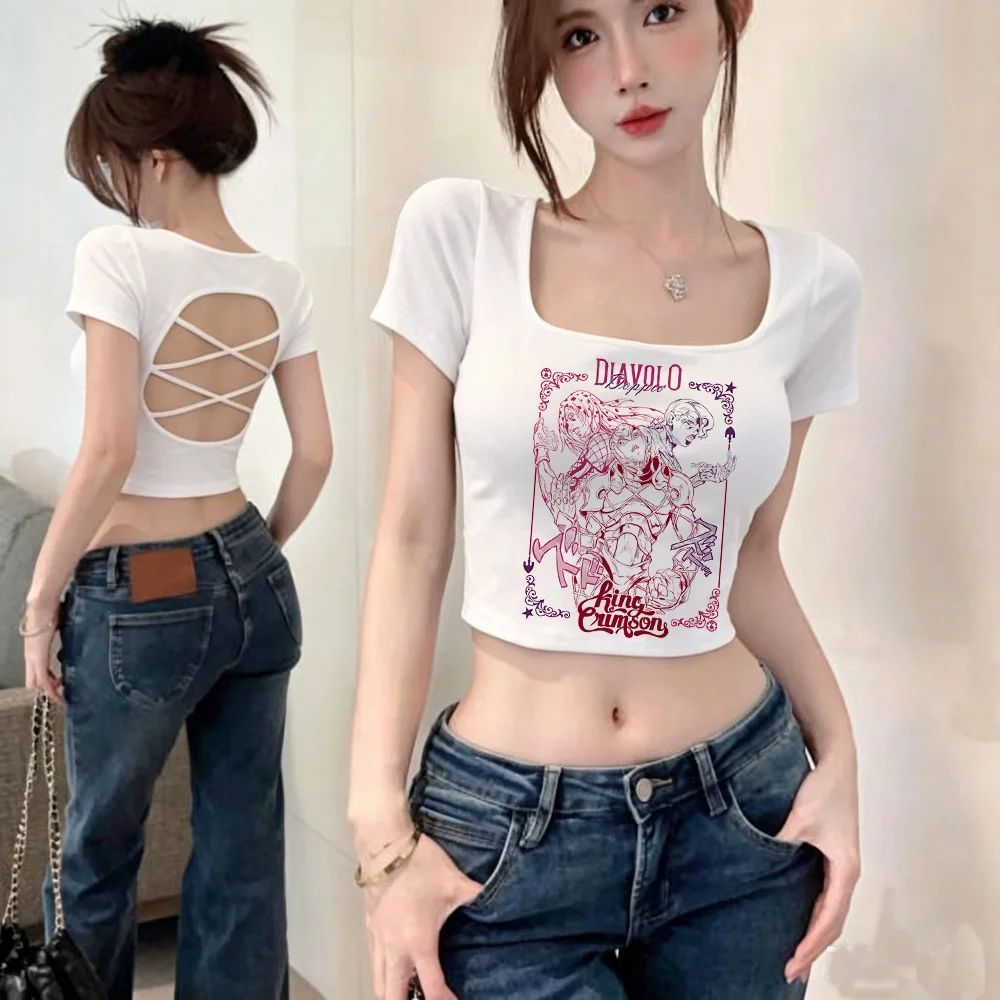 Jojo Bizarre Adventure crop top ladies anime manga korean fashion funny cute tshirt gyaru meme manga grunge graphic