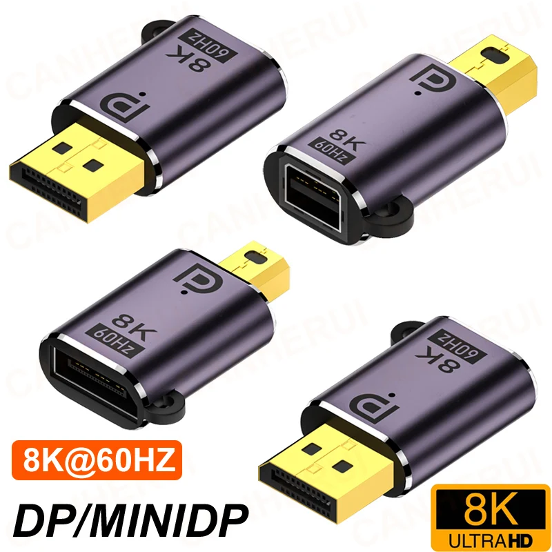 8K@60Hz Mini DP to DP Displayport 1.4 Adapter Converter Bi-Directional DP to Mini DP Male to Female Cable Extender for MacBook