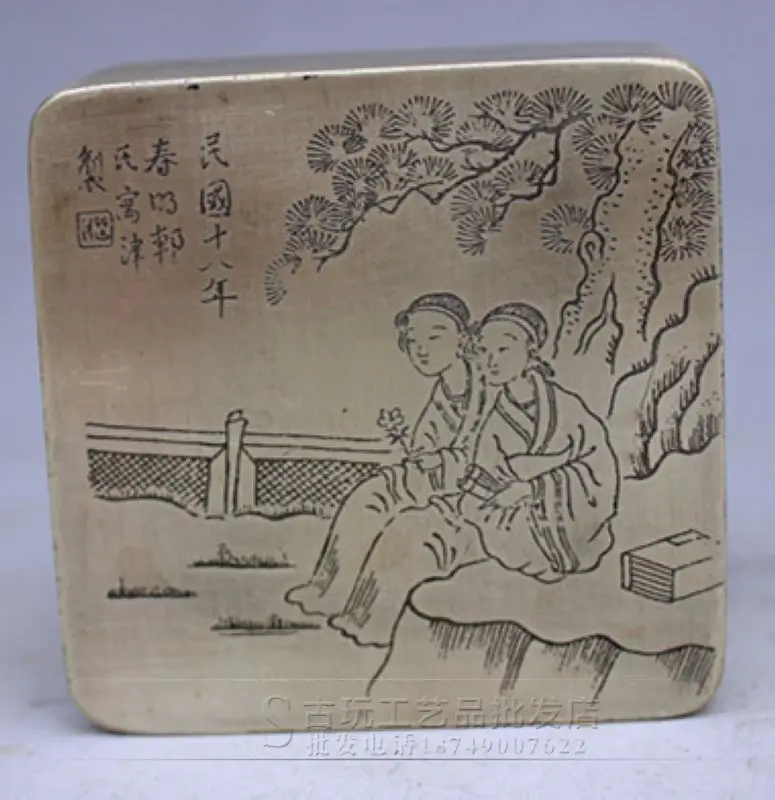 

patterning brass antique miscellaneous old miscellaneous copper retro ornament, white copper closed-lid ink cartridge, picture