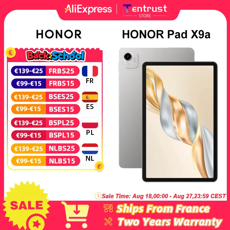 Versione globale HONOR Pad X9a Tablet Qualcomm Snapdragon 685 4G 11.5 120Hz 2.5K HONOR Fullview Display 8300mAh Batteria
