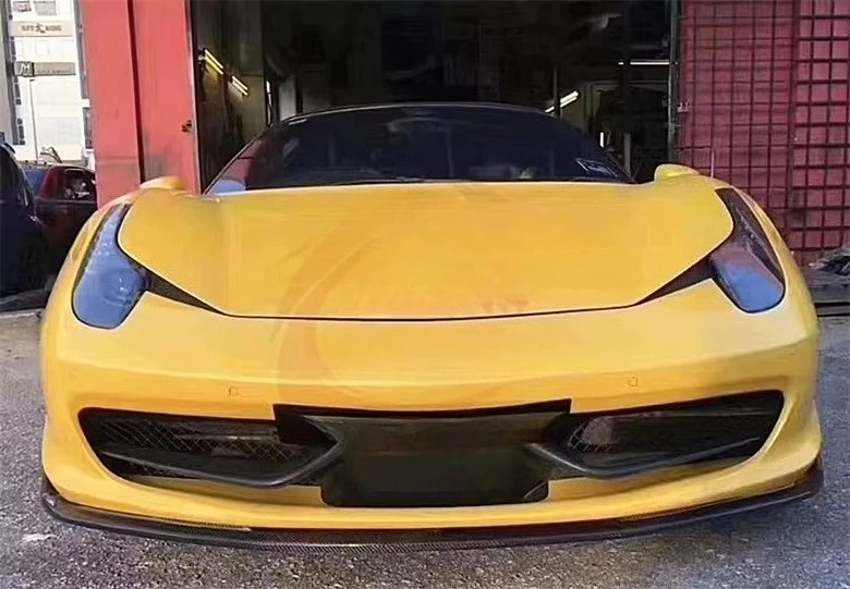 

High-quality V Style Carbon Fiber Front Bumper Lip Diffuser Side Skirt Spoiler Light Hood for Ferrari 458 Carbon Fiber Body Kit
