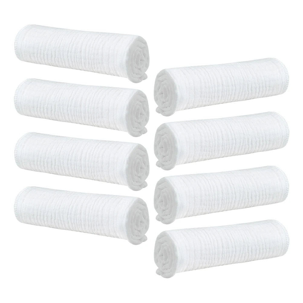 

8 Pcs Cotton Gauze Diapers Baby Burp Cloth Washcloths for Newborn Soft Double Layer