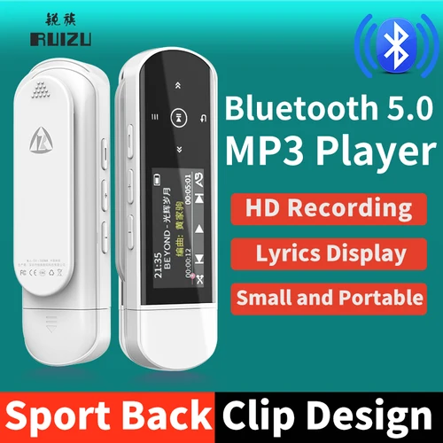 Imagen 1 del producto RUIZU 2025 nuevo X69 Bluetooth reproductor de MP3 reproductor de música USB Mini Clip portátil deportes Walkman soporte FM grabadora reloj podómetro