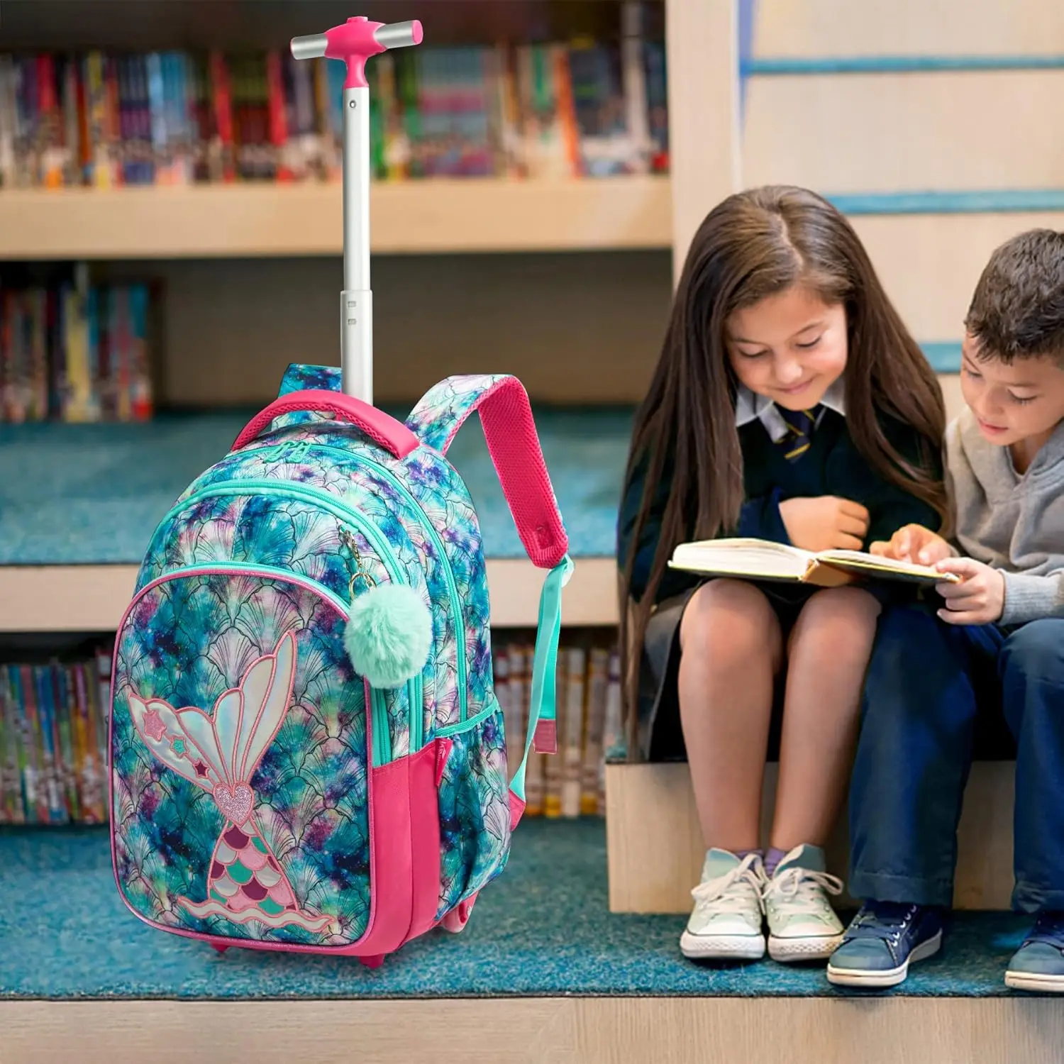 Mochilas escolares para niños y adolescentes, mochila escolar 3 en 1 para niñas, mochila escolar de sirena con bolsa de almuerzo, estuche para