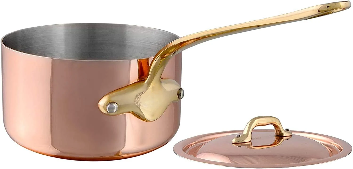 

Copper Saucepan with Lid, 3.6 QT- .9", Brass Handle