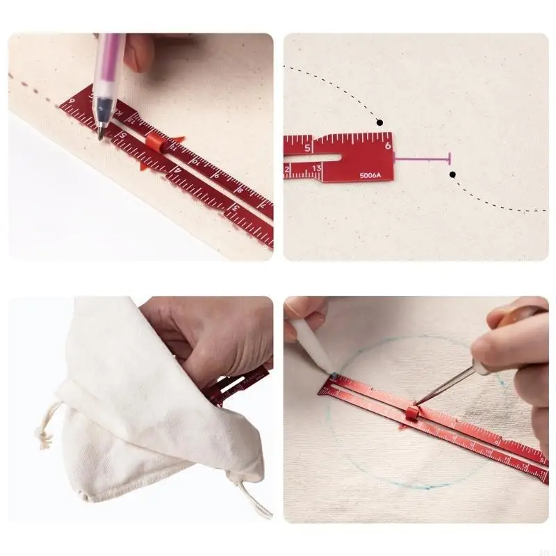 

Aluminum Alloy Quilting Ruler 6Inch Metal Sliding Sewing Gauge Measuring Tool